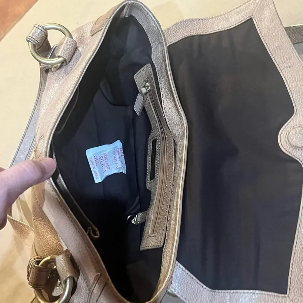 Kenneth Cole New York Pebbled Leather Satchel Purse Double Handle Carry NWT